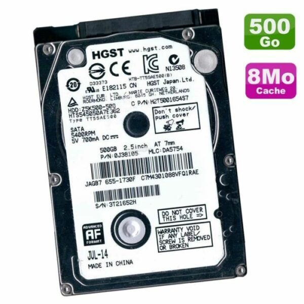 Disque Dur 500Go Hitachi Hts545050a7e362 #655-1730c