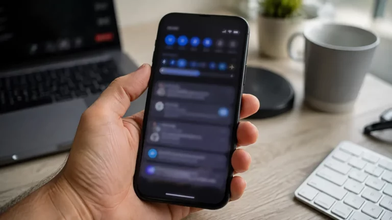 Smartphone en cours de configuration lors d'une assistance à domicile