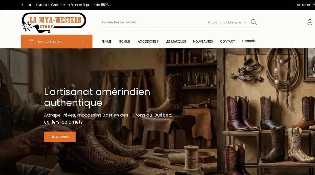 Page d’accueil de la boutique LaJoya Western