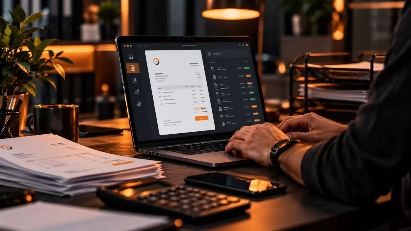 Gestion de facturation électronique sur ordinateur professionnel